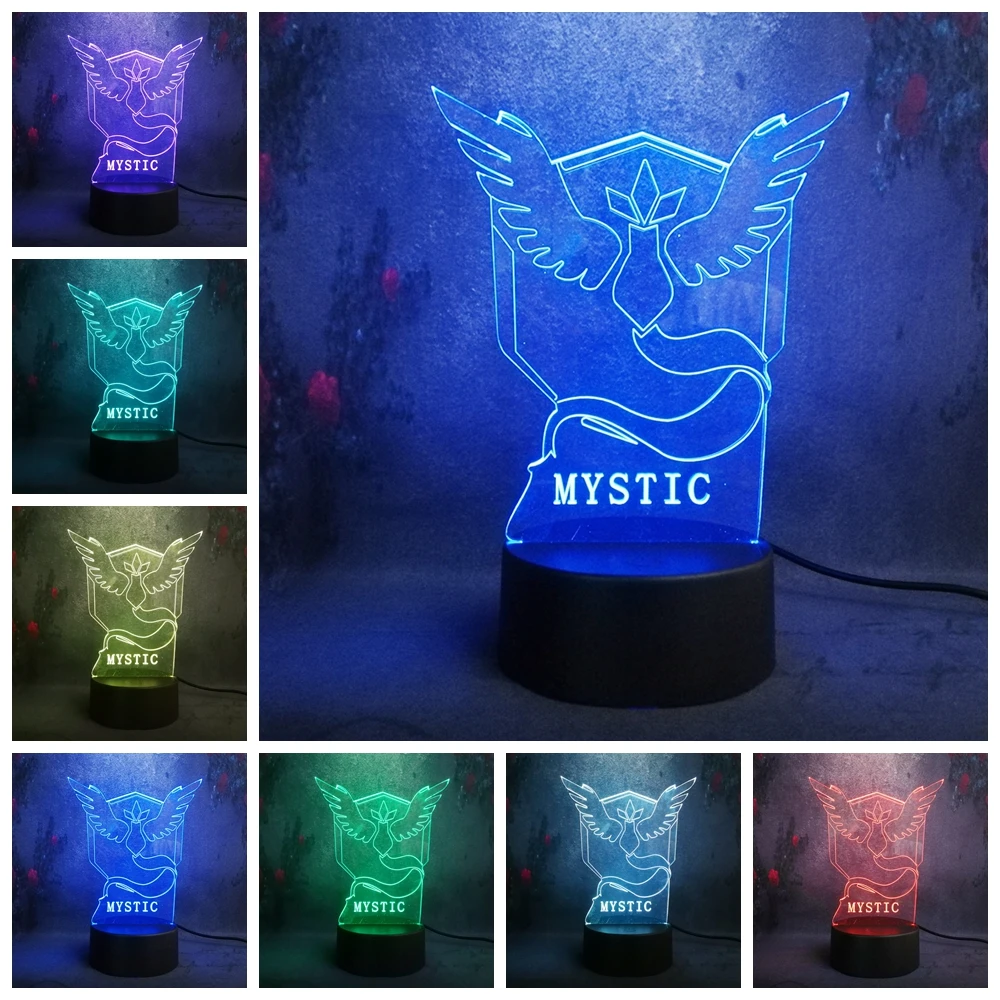 Новый Мистик мультфильм Покемон 3D LED ночные светильники Красочные Акриловые