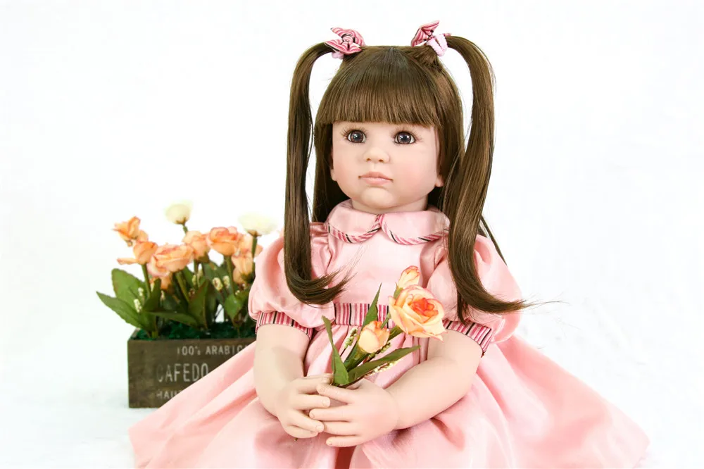 Высококачественная дизайнерская кукла Рапунцель 60 см большая кукла Boneca Bebe Reborn Dolls 3/4 силиконовая кукла Reborn Baby в юбке принцессы бутик DIY игрушка