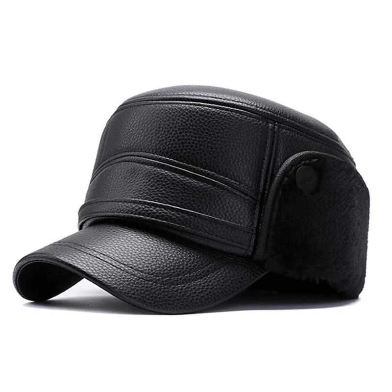SILOQIN зимне наушники шапка Snapback кепки s Зима Новые мужские теплые военные шапки PU плюс бархат толстые бренды мужской кости плоская кепка для мужчин
