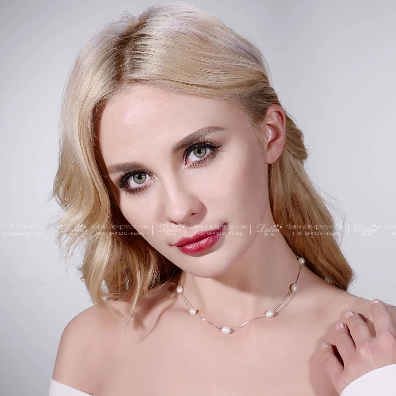 DAIMI Ожерелье из природного жемчуга ювелирные изделия серебра. Серебряная цепочка