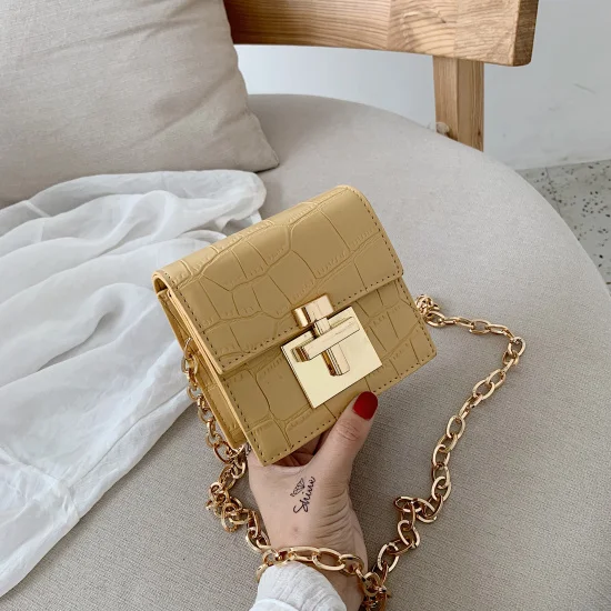 Цвет: желтый Stone Pattern MINI Crossbody Bags For Women Lock Messenger Shoulder Bag Lady Lipstick Handbags and Purses - Цвет: Цвет: желтый