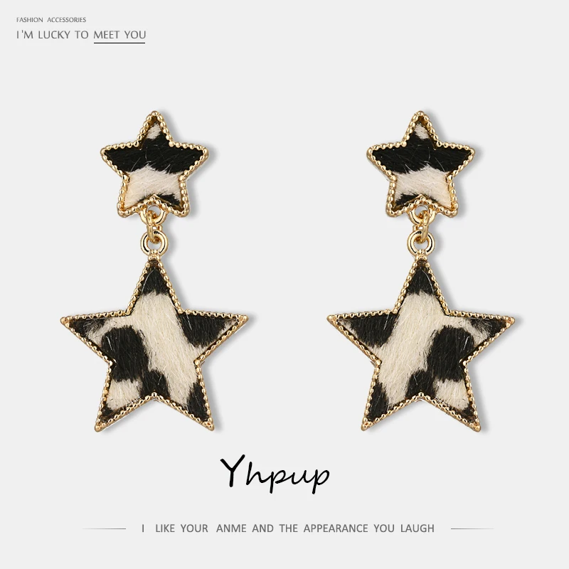 Женские Висячие серьги Yhpup корейские геометрические с милыми звездами ювелирные
