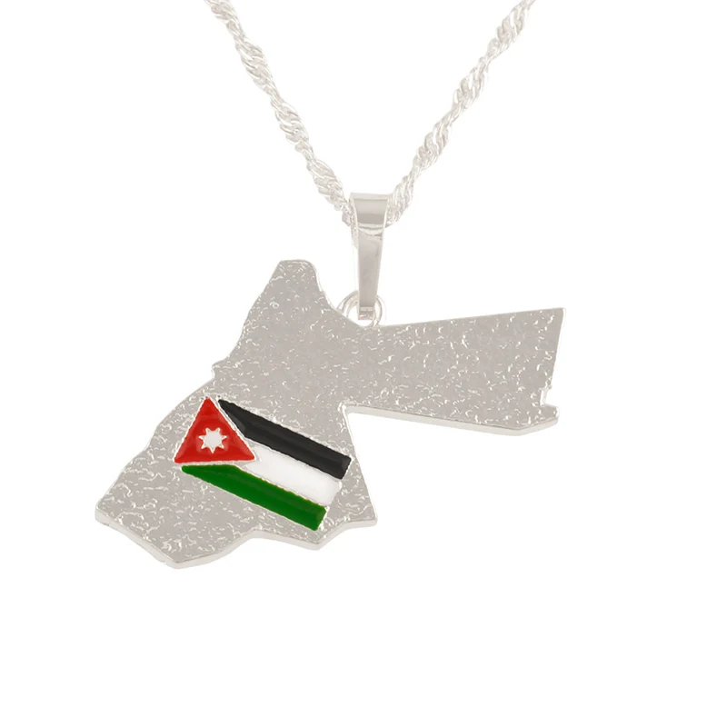 Серебряный цвет Jordan Map &amp кулон в форме флага ожерелье для женщин ювелирные