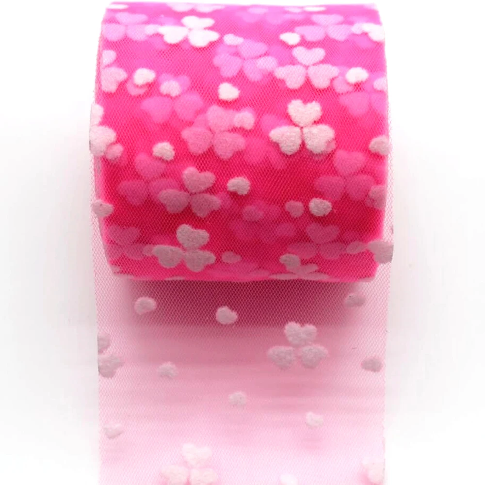 7cm 25 yards / volume heart shape flower tulle roll ribbon DIY handmade material headwear tutu decoration 70mm | Дом и сад
