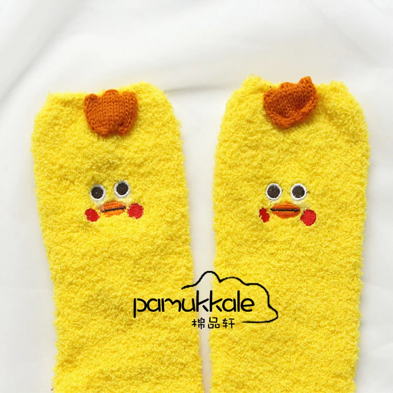 Домашние носки с милыми животными из хлопка и шерсти Зимние для женщин