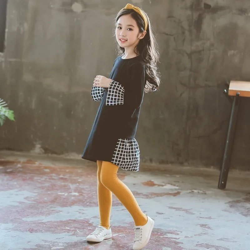 flare sleeved teen girls dresses 2019 black big kids princess dress o neck long sleeve tops autumn winter spring casual clothes | Детская