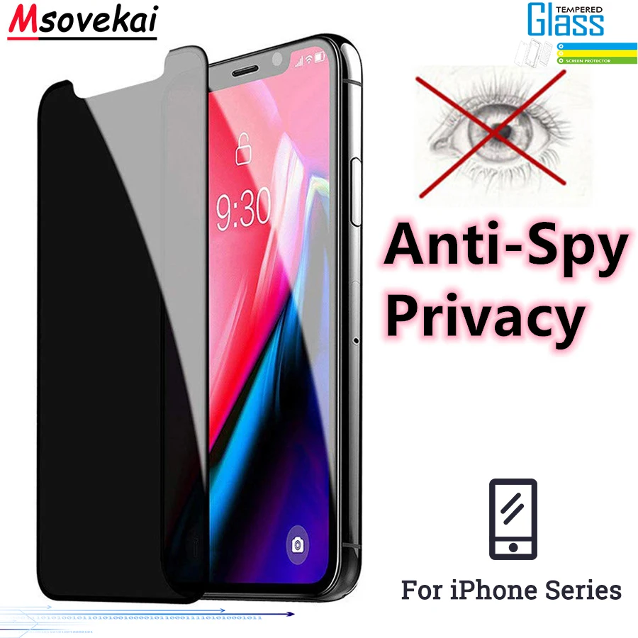 Антишпионское закаленное стекло для iPhone XS Max XR 7 8 Plus 6S Защитная пленка