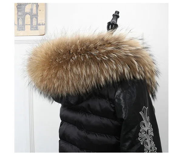 Natural color Настоящий натуральный енотовый меховой воротник, Женская бандана, женский шарф, модное пальто, свитер, пальто с капюшоном, женские шейные шарфы M6 - Цвет: Natural color