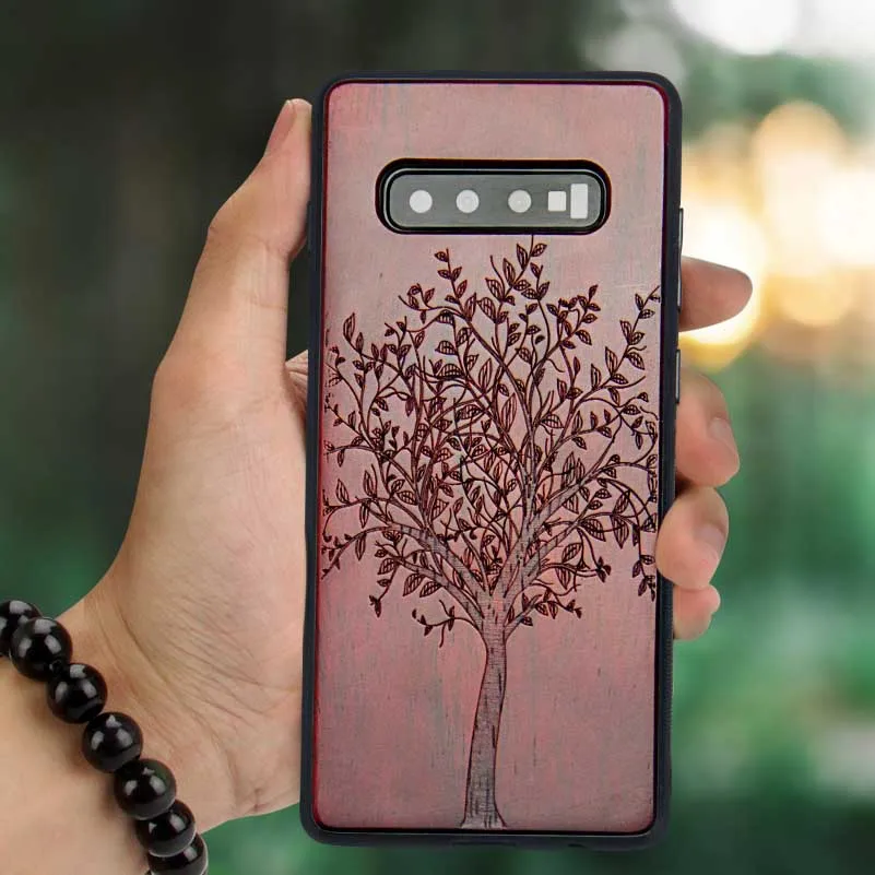 Tree Чехол с резьбой по дереву и цветком для samsung Galaxy S10 S10 Plus, уникальный бамбуковый чехол для телефона s, чехол для samsung S10 S10 PLUS - Цвет: Tree