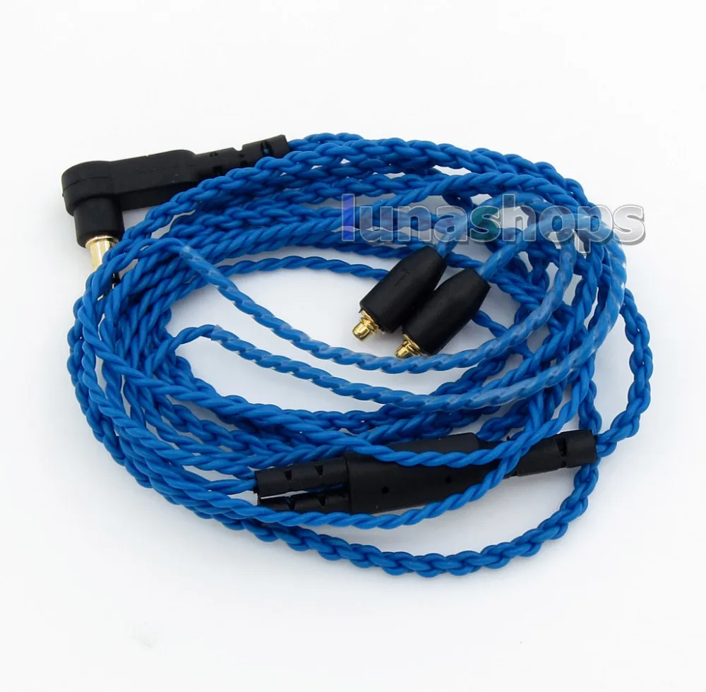 

LN005880 Blue Black L shape 3.5mm Plug OFC PVC Cable For Shure SE215 SE315 SE425 SE535 SE846