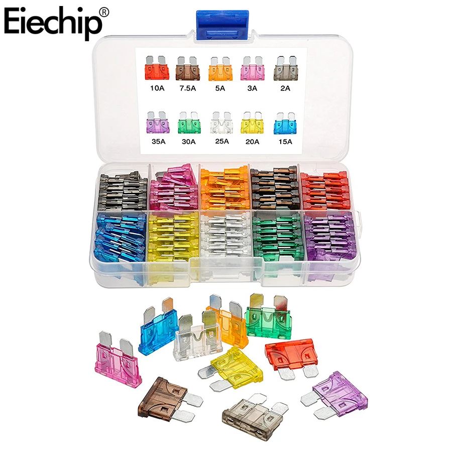 Auto Automotive Car Boat Truck Blade Fuses Assortment Kit 2A 3A 5A 7.5A 10A 15A 20A 25A 30A 35A Fuse Set diy Electronic Pack|Интегральные