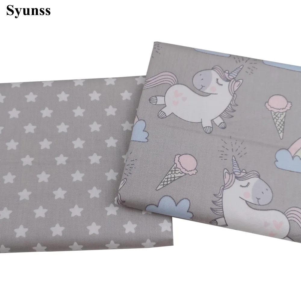 Syunss Diy Лоскутная Ткань для квилтинга детские кроватки подушки платье Шитье Tissus серый мультфильм звезды печатных хлопок ткань Tecido