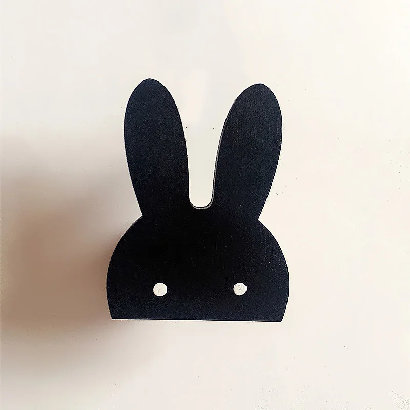 Black Rabbit Популярные 1 кролик/борода/Облако настенные крючки DIY деревянная вешалка настенные украшения детская комната поставки - Цвет: Black Rabbit