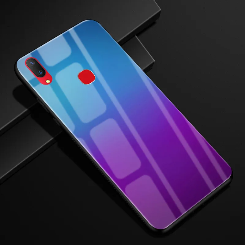 Чехол для Vivo Y91, Y95, закаленное стекло, чехол с рисунком, черный, TPU, бампер, чехол для Vivo Y95, Vivo Y91, чехол для телефона, стекло, Y 91