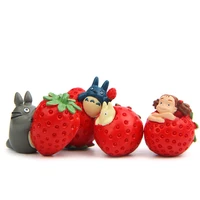 4pcslot new totoro strawberry jicha blue totoro may creative pvc action figure toy kid christmas gifts