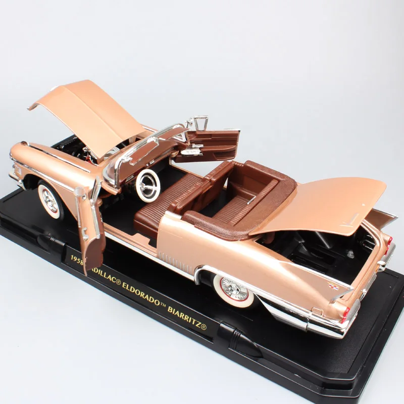 Детские 1/18 весы Роскошные винтажные GM 1958 Cadillac Eldorado Fleetwood Biarrotz Конвертируемые Diecasts& транспортные средства Машинки Игрушки модели