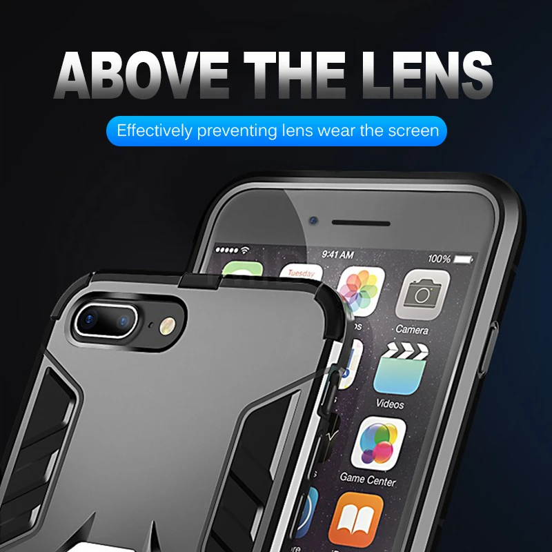 Luxury Armor Ring Soft Phone Case For IPhone 6 6s 7 8 Plus XR X XS Max Cover Shockproof | Мобильные телефоны и аксессуары