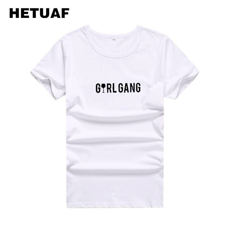 HETUAF Girl Gang Графические футболки Лучший Друг рубашка 2018 женских кепки в стиле панк