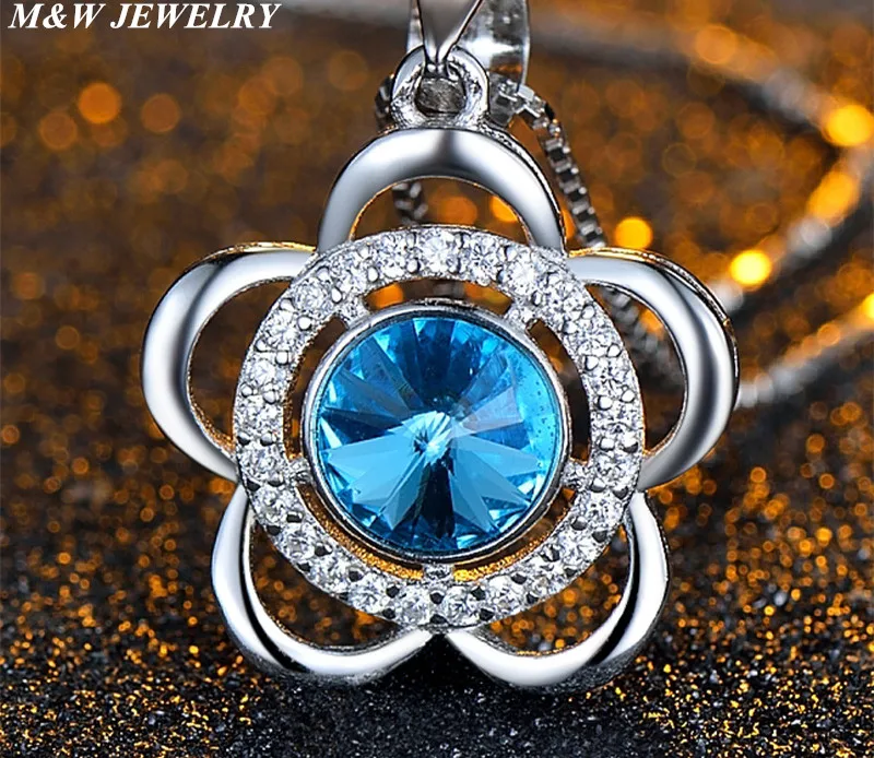 M&ampW JEWELRY Austrian AAA grade / first class goods Item 925 Sterling Silver for Women's Sun Flower Pendant Jewelry | Украшения и