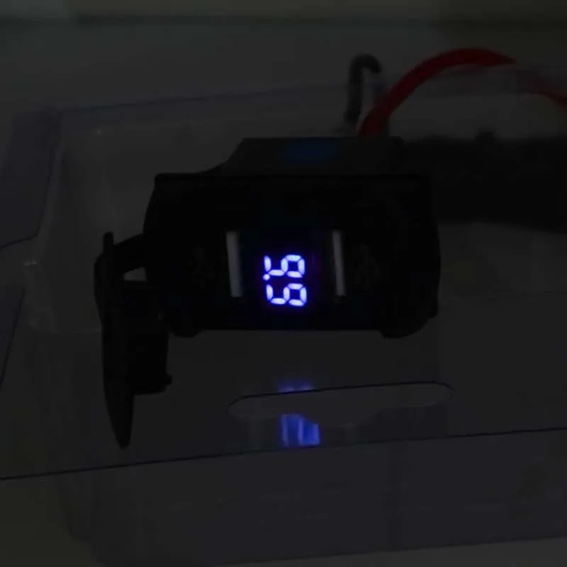 Двойной USB 12V автомобиль Лодка розетка кулисный переключатель Панель с Напряжение вольтметр Синий Лидер продаж