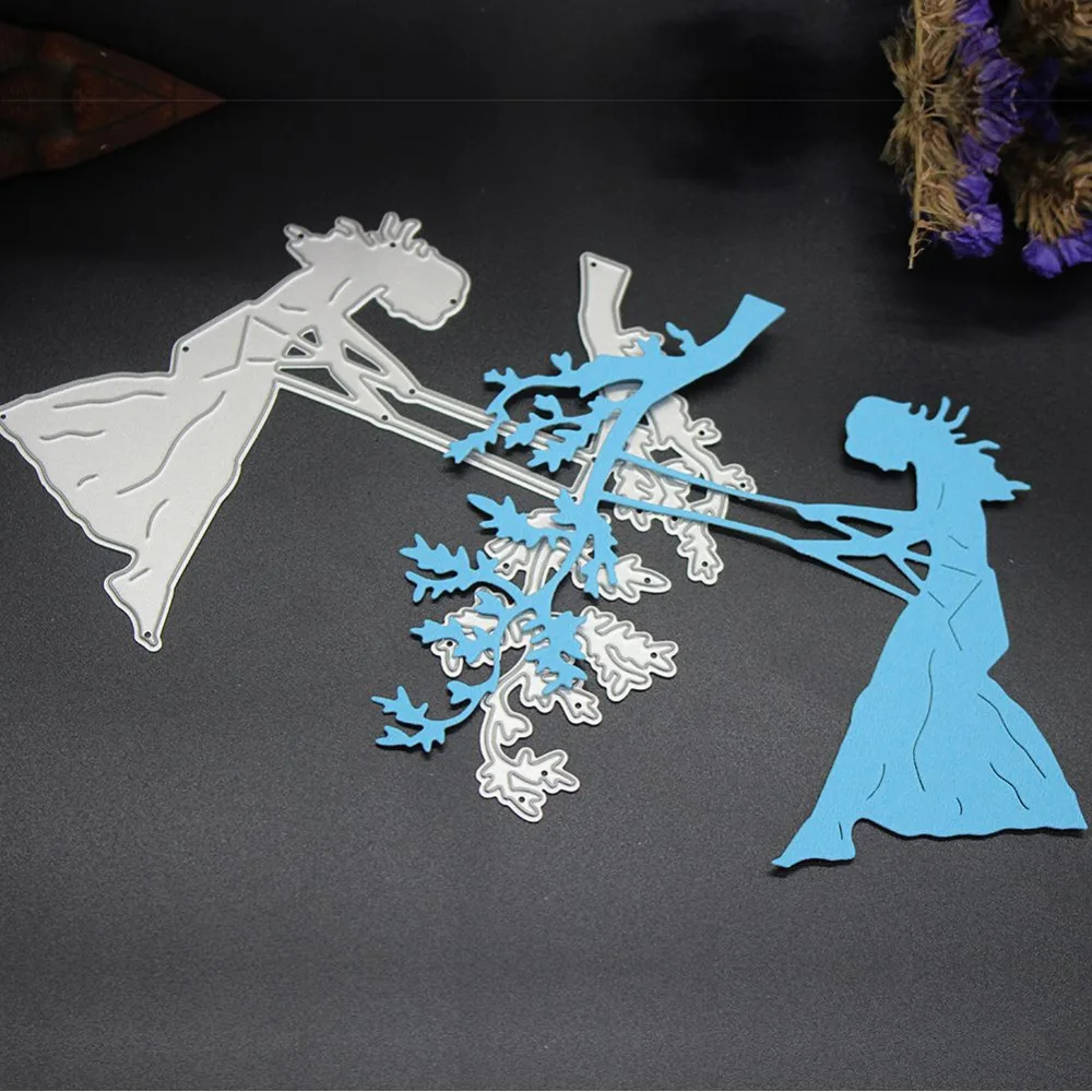 Штанцевые формы качели девушка Трафареты для DIY Скрапбукинг декоративные