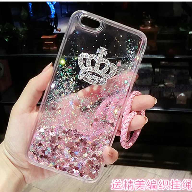 Redmi 6 Pro Crown Bling Glitter Star Liquid Quicksand Phone Case For Fundas Xiaomi Soft TPU Back Cover with Strap |