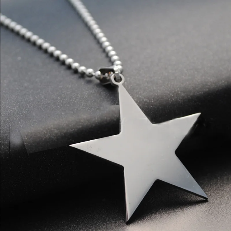 

Unisex 18mm stainless steel, Pentagone star pendant necklace fashion punk jewelry