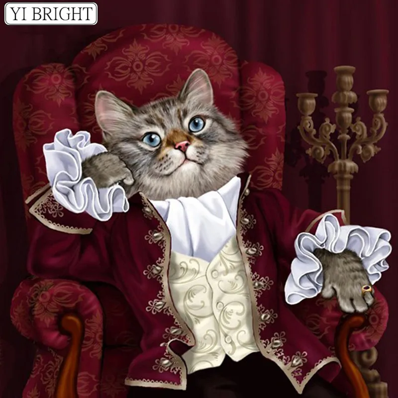 

5D DIY Diamond Painting Cat Gentleman Full Square Round Drill Decor Home Picture Of Rhinestone Diamond Embroidery Animals LK1
