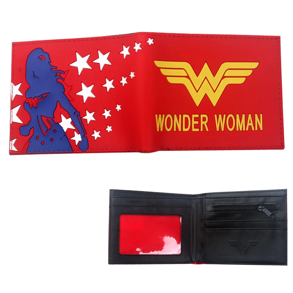 Женский кошелек с отделением для карт DC Comics Wonder Woman, короткий кошелек с супергероем, двукратный кошелек с удостоверением личности, кошелек для монет, клатч