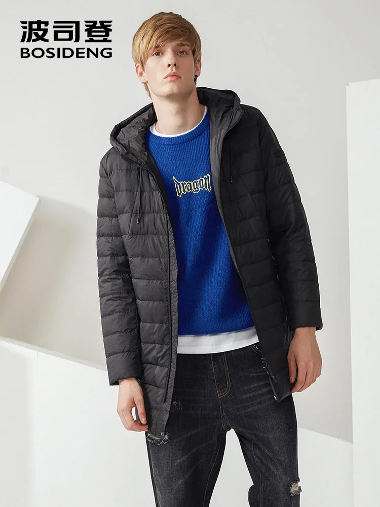 

BOSIDENG new hooded down jacket for men ultra light down coat mid-long early winter high quality regular basic top B70131105