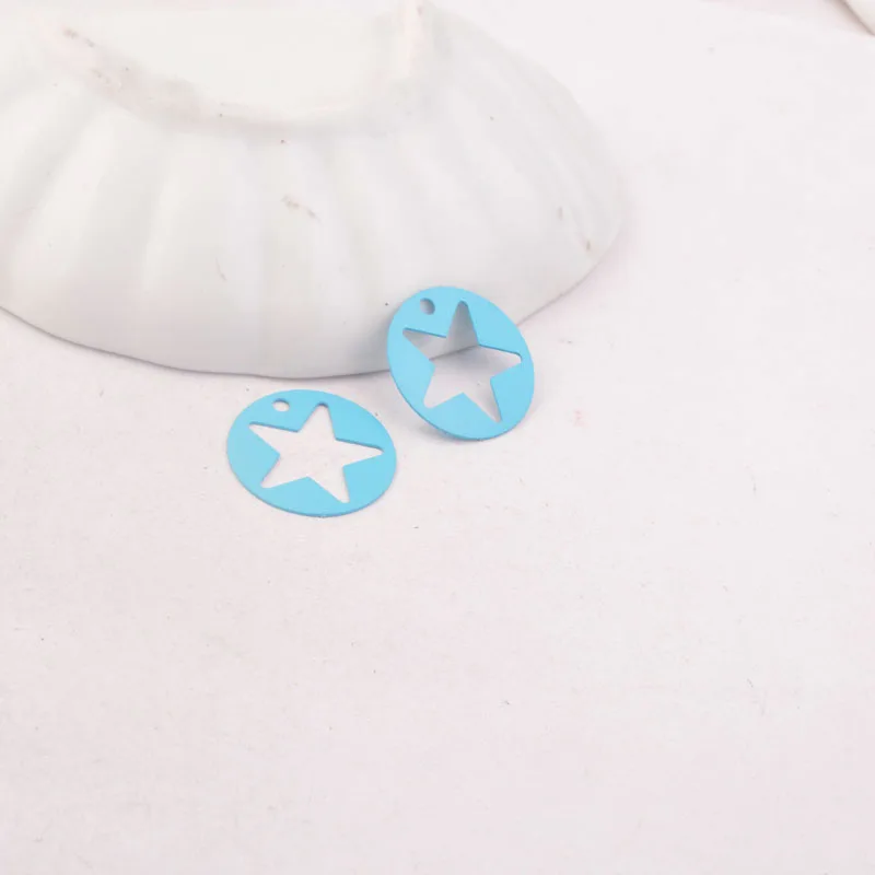 Turquoise Blue 50 шт. AC9915 18 мм принты круглые украшения в виде звездочек Разъемы Diy серьги кулон - Окраска металла: Turquoise Blue