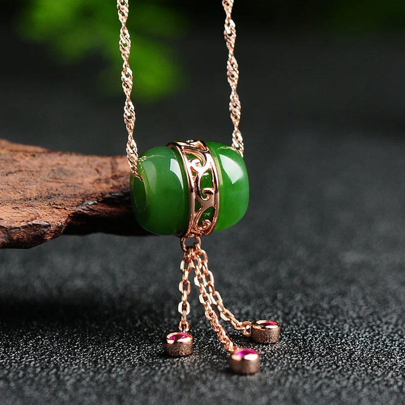 925 серебряная мозаика и Hetian jade Jasper Drum beads Road pass подвеска Изысканная девушка поток Su