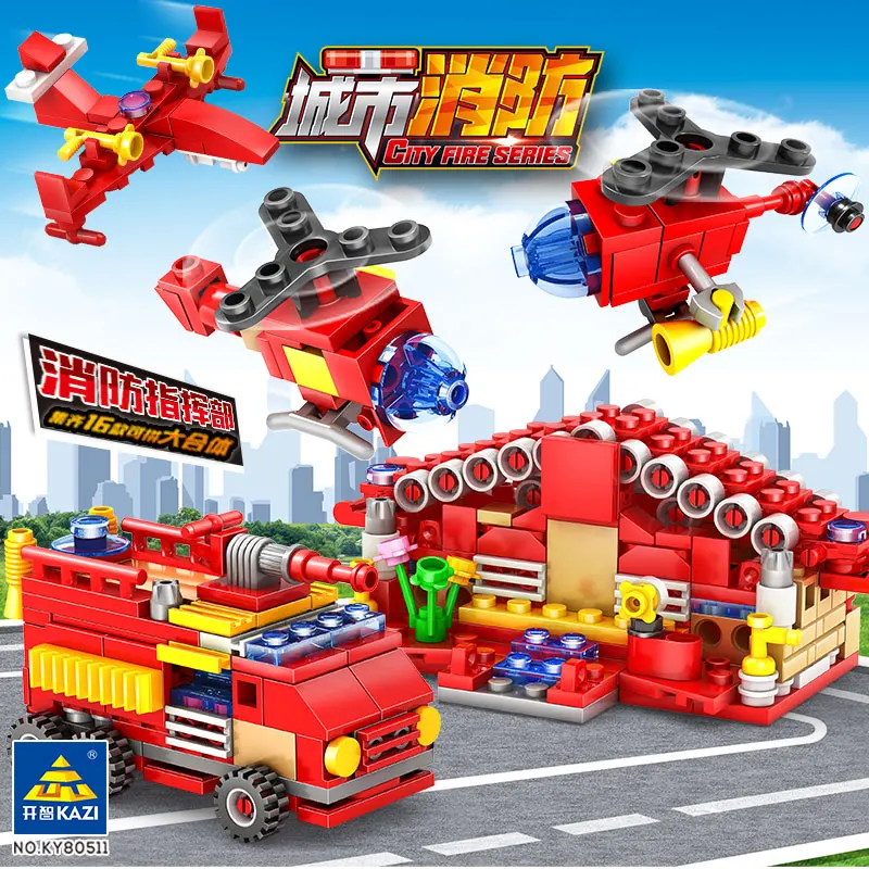 16 в 1 пожарный отдел штаб Legoings DIY строительные блоки комплект игрушки для детей