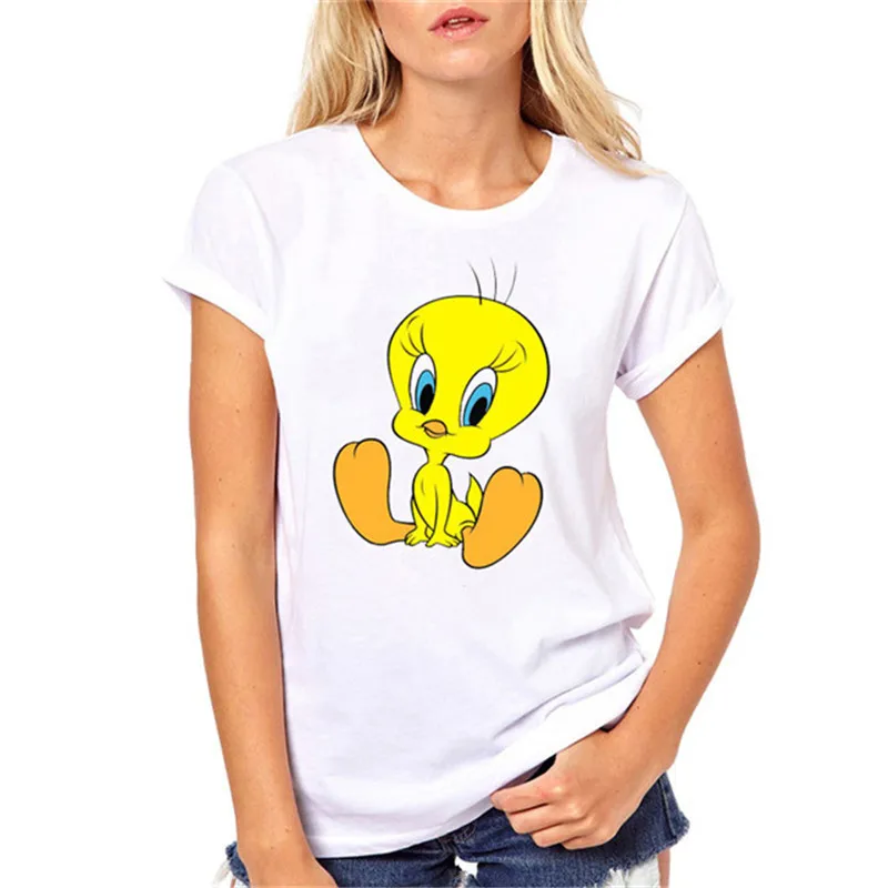 Летняя женская футболка Looney ttes Tweety Bird с мультяшным принтом летняя модная Милая