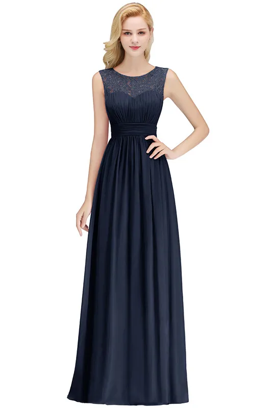 1067 navy blue Vestido Madrinha Розовые Кружевные Длинные Свадебные Платья Сексуальное Шифоновое Платье Трапециевидной Формы Для Свадебной Вечеринки Robe Demoiselle D'honneur - Цвет: 1067 navy blue