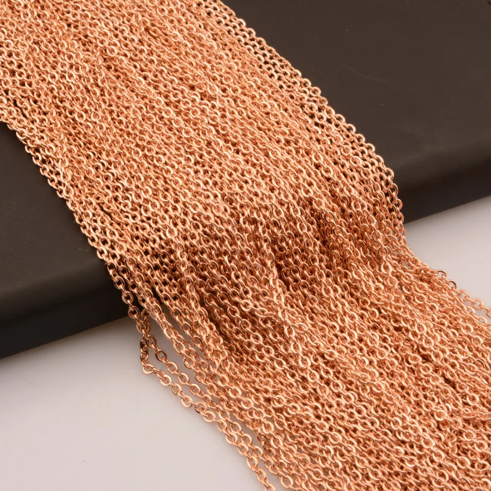

2/2.4/3.2mm Welding Cross Link Chain Rose Gold Color DIY Necklace Wholesale Jewelry 10/20/50pcs/lot Stainless Steel Chain 16-40"