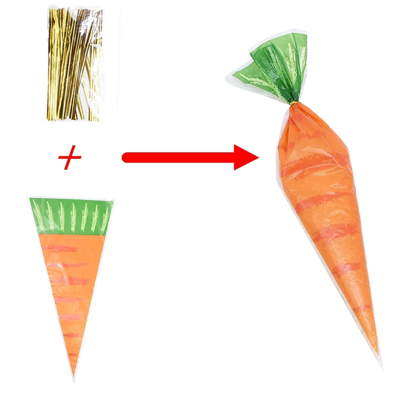 Сумки для конфет в виде моркови пакеты кролика с открытками пасхальные