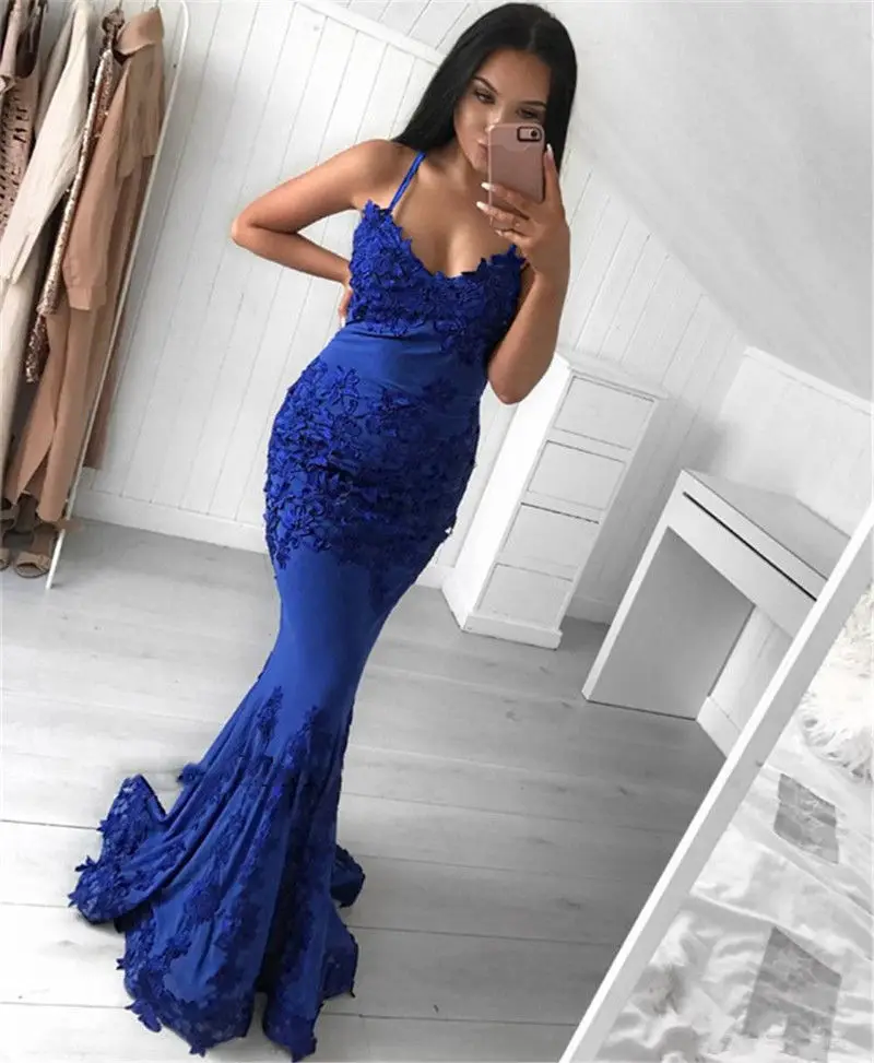 Mermaid Spaghetti Strap Appliques prom dress Party Formal Dress Evening Gowns | Свадьбы и торжества