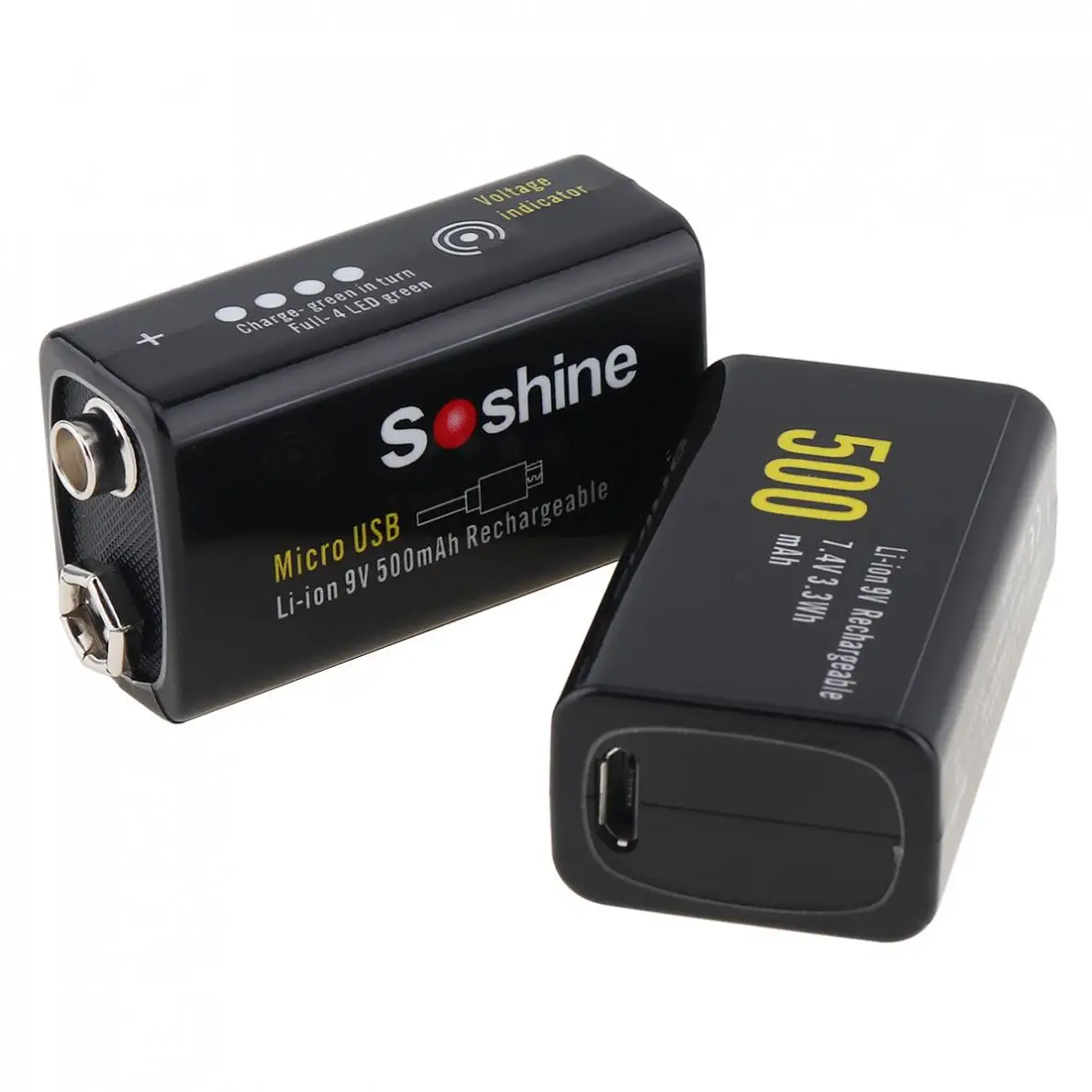 2 шт./лот 9V 6F22 500mAh Li-Ion 7 4 V 3.3Wh Аккумуляторная Батарея Micro USB защищенная для