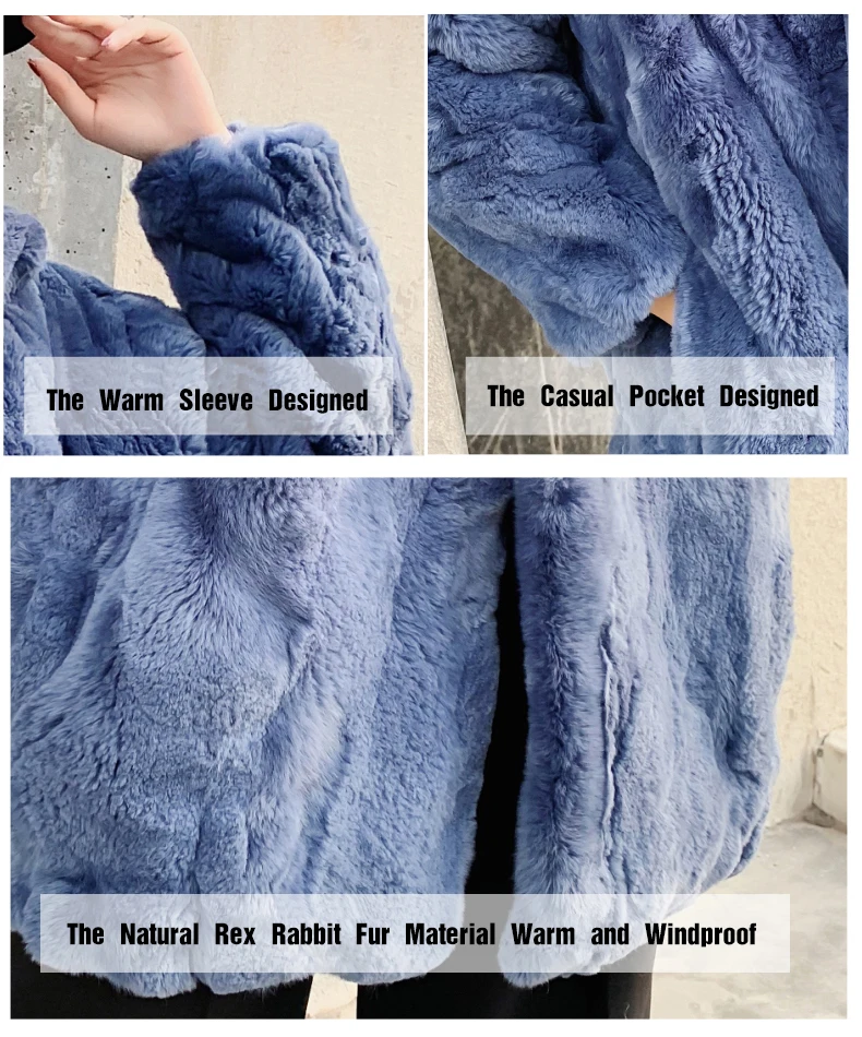 

2019 Autumn Winter Real/Genuine Rex Rabbit Fur Coat Women Winter Natural Rex Rabbit Fur Coat/Jacket A170