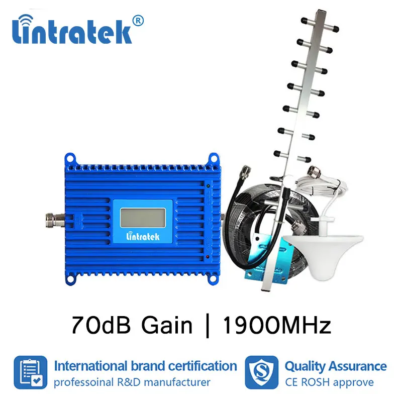 Lintratek 70dB усиление 2G 3g интернет 1900 МГц Мобильный усилитель сигнала шт GSM сотовый