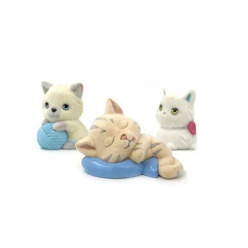 10 шт. милые флокированные игрушки Куклы Kawaii Мини кошки украшение для девочек