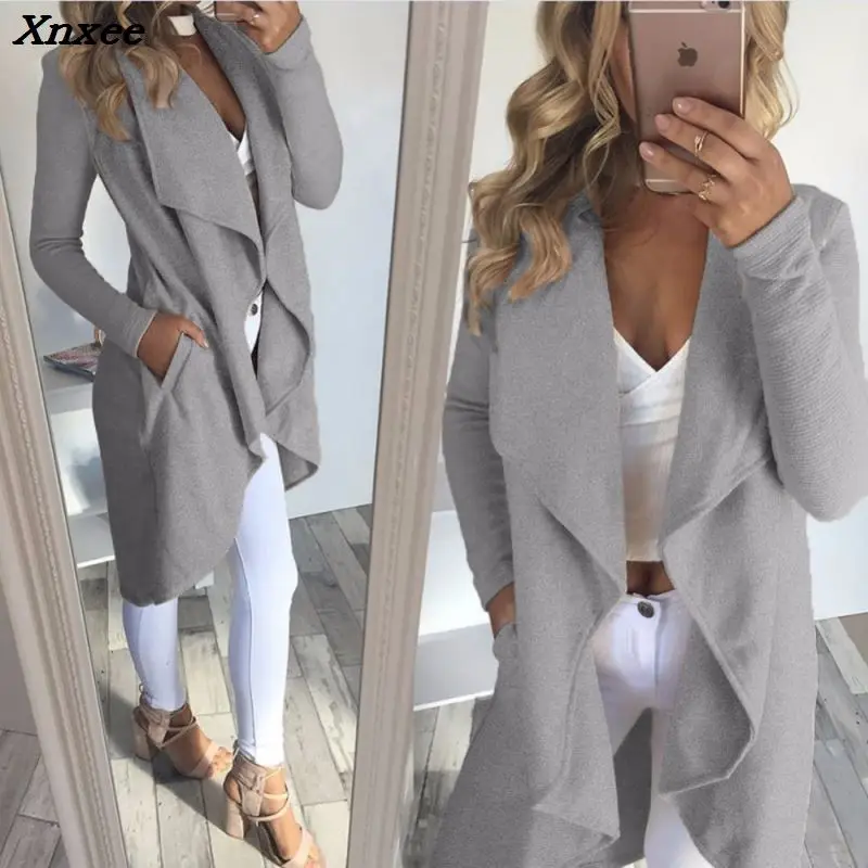 Новинка 2018 осенне-зимний женский элегантный кардиган с водопадом джемпер