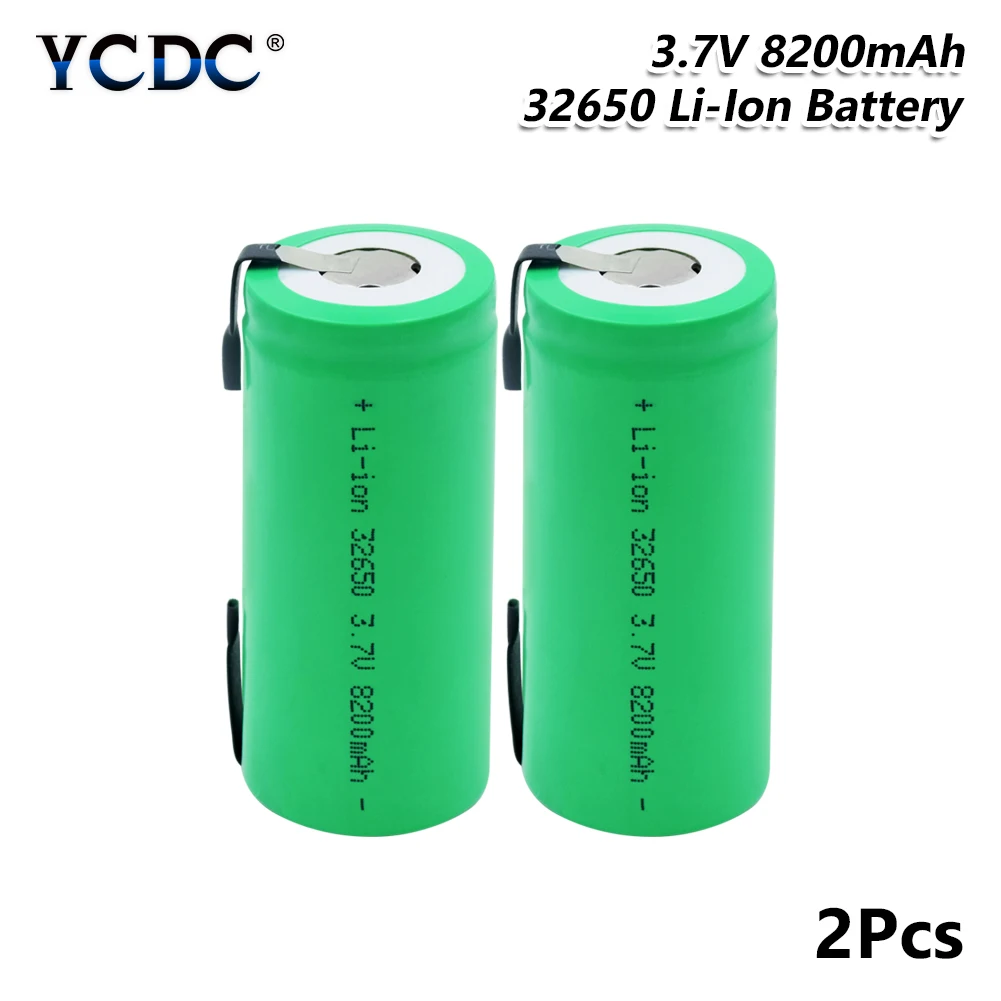 2 PCS Высокоразрядная 3,7 V 8200mAh перезаряжаемая 32650 литий-ионная батарея резервного питания литиевые батареи сварочные никелевые листовые батареи - Цвет: 2 PCS
