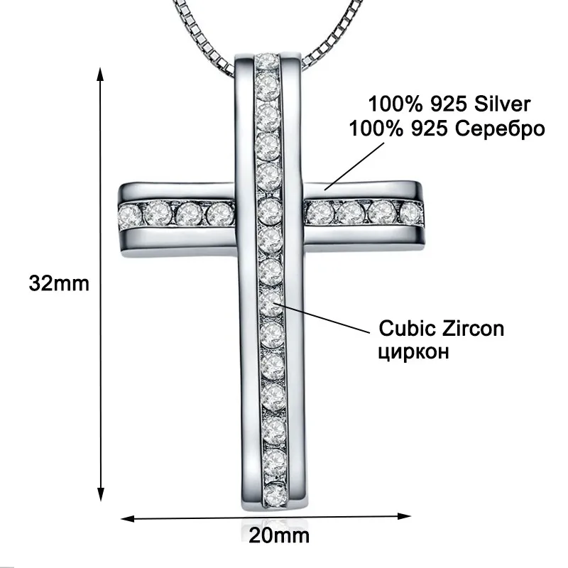 Женский кулон-крест из серебра 100% пробы с фианитом | Украшения и аксессуары