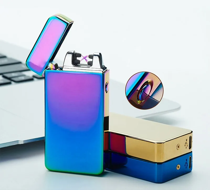Новый USB Зажигалка перезаряжаемая электрическая двойная дуга металлический