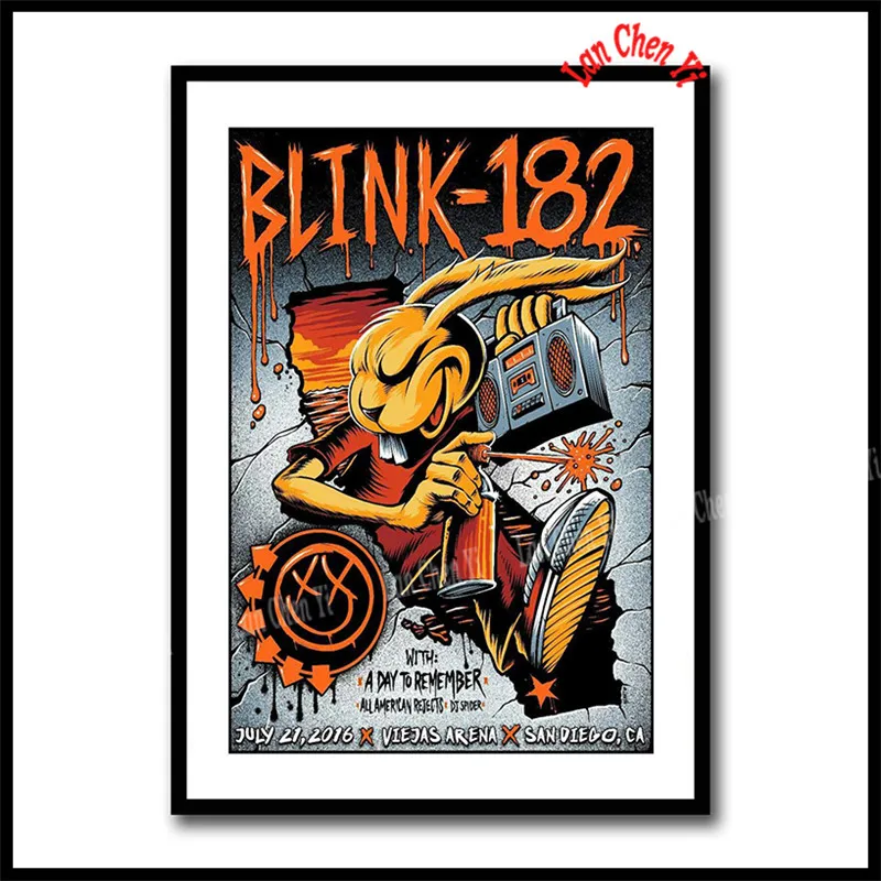 Цвет: желтый Blink 182 панк-рок группа рок с белым покрытием бумажные плакаты стены гостиной домашнего искусства украшения Музыка Настенный декор - Цвет: Цвет: желтый