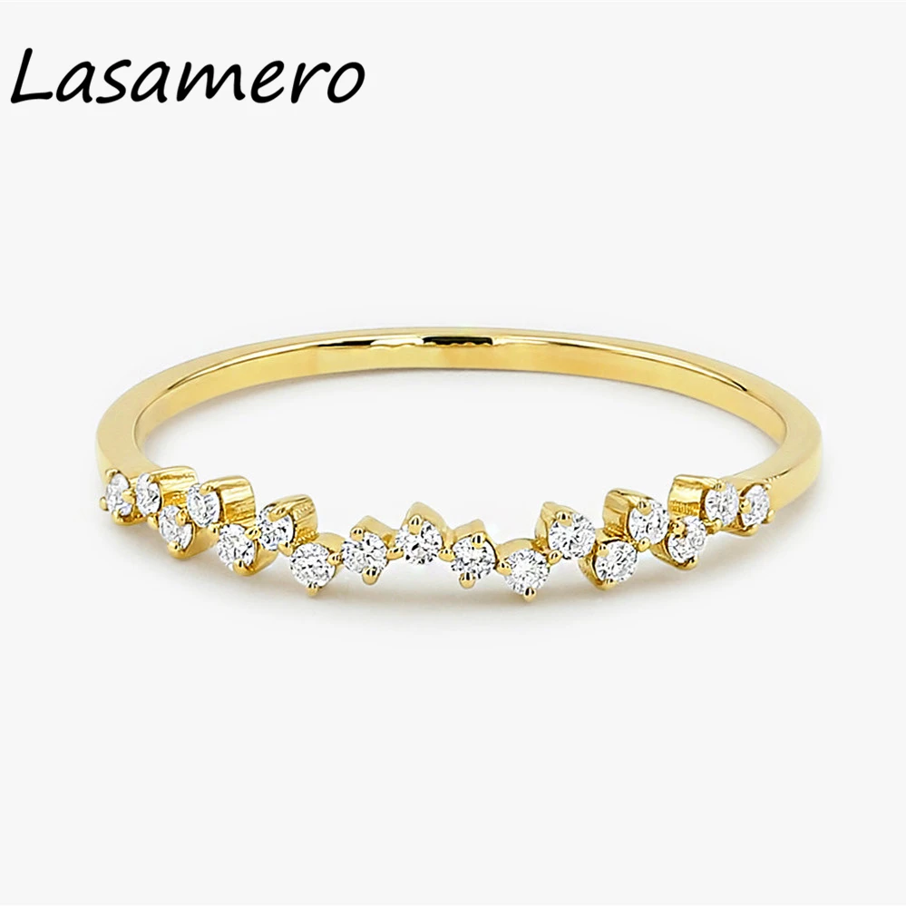 LASAMERO круглый вырез 0.15CTW натуральный бриллиант 14k кластер золота 17 камней помолвка