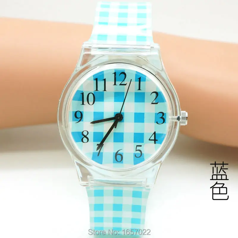 

fashion women lattice face high quality quartz wristwatch casual student kids plastic gift table imported movement