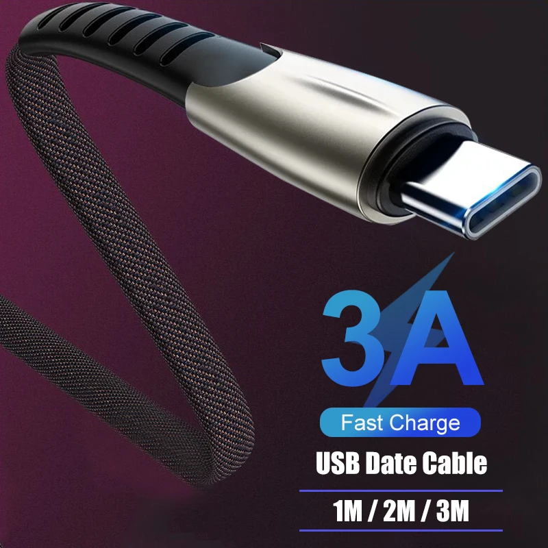 Кабель USB type-C для быстрой зарядки 1 м 2 м 3 м 3.0A для huawei K20 samsung S10 S9 S8 Android мобильный телефон type-C шнур для зарядки данных
